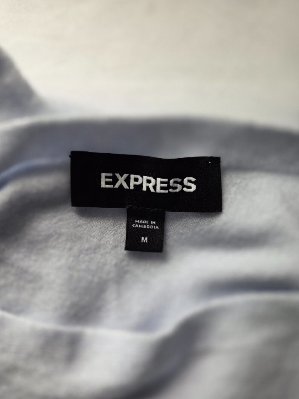 Express Blue Sweater Relaxed Crepe Convertible Shoulder Dolman Sleeves Sz Med - Picture 3 of 4